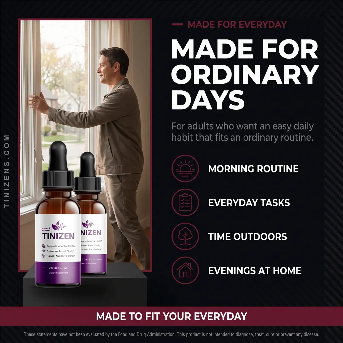 Tinizen is made for ordinary days: adults supporting hearing and auditory comfort alongside a healthy lifestyle