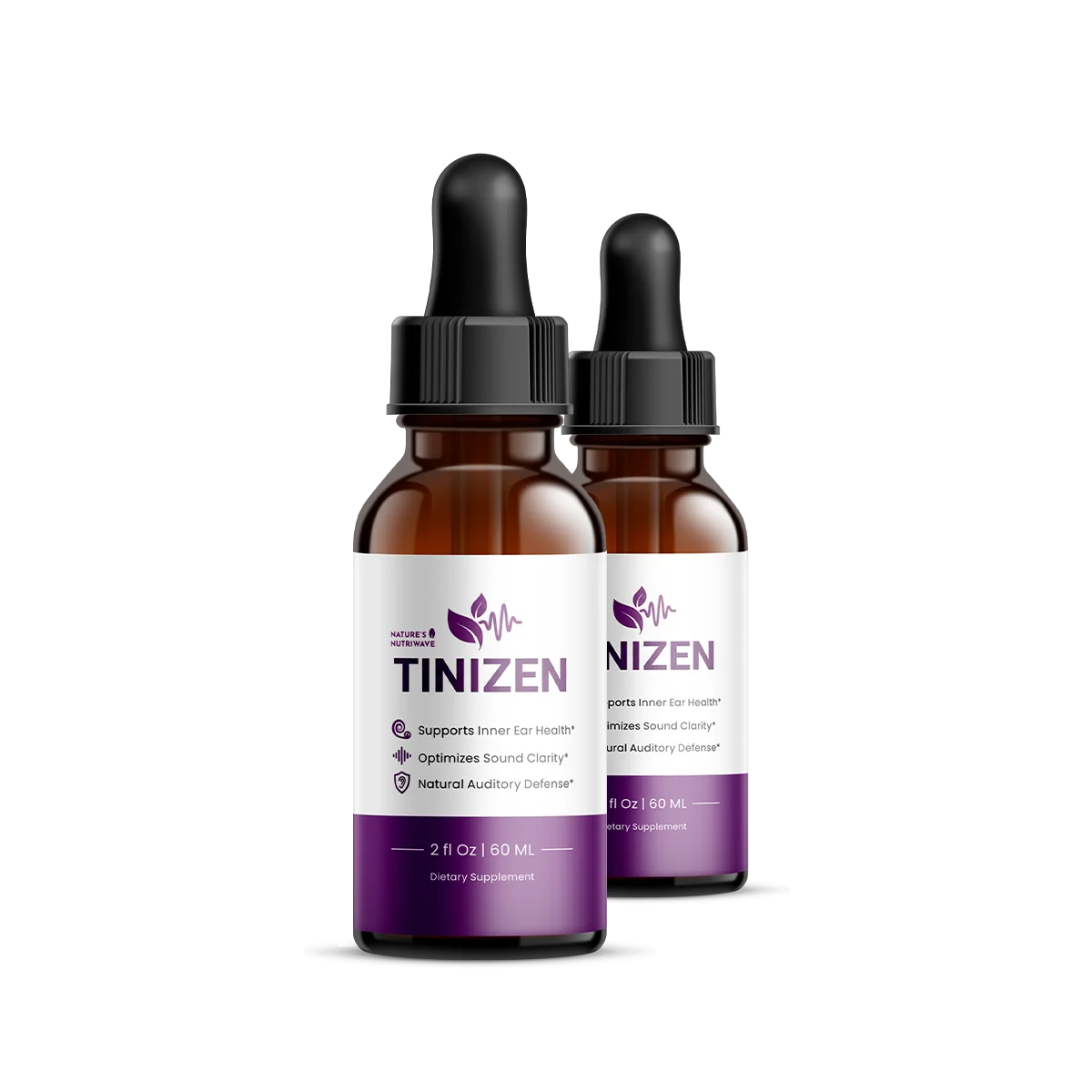Tinizen liquid-drop bottles shown together, available in 1, 3 and 6-bottle packages