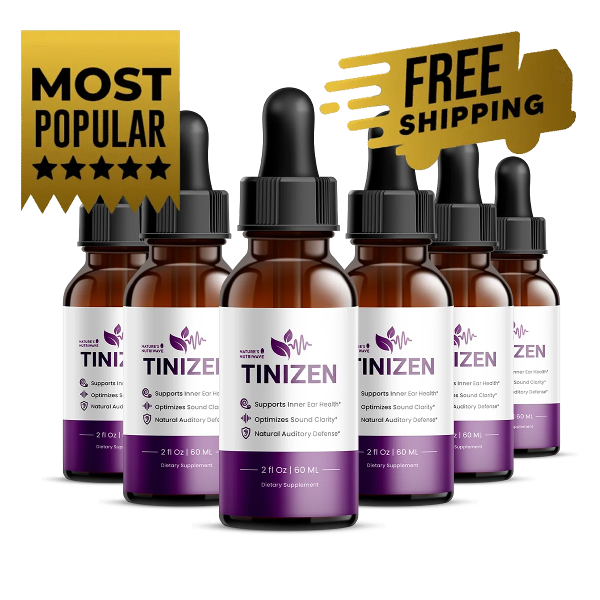Six-bottle best-value package of Tinizen liquid drops with free shipping